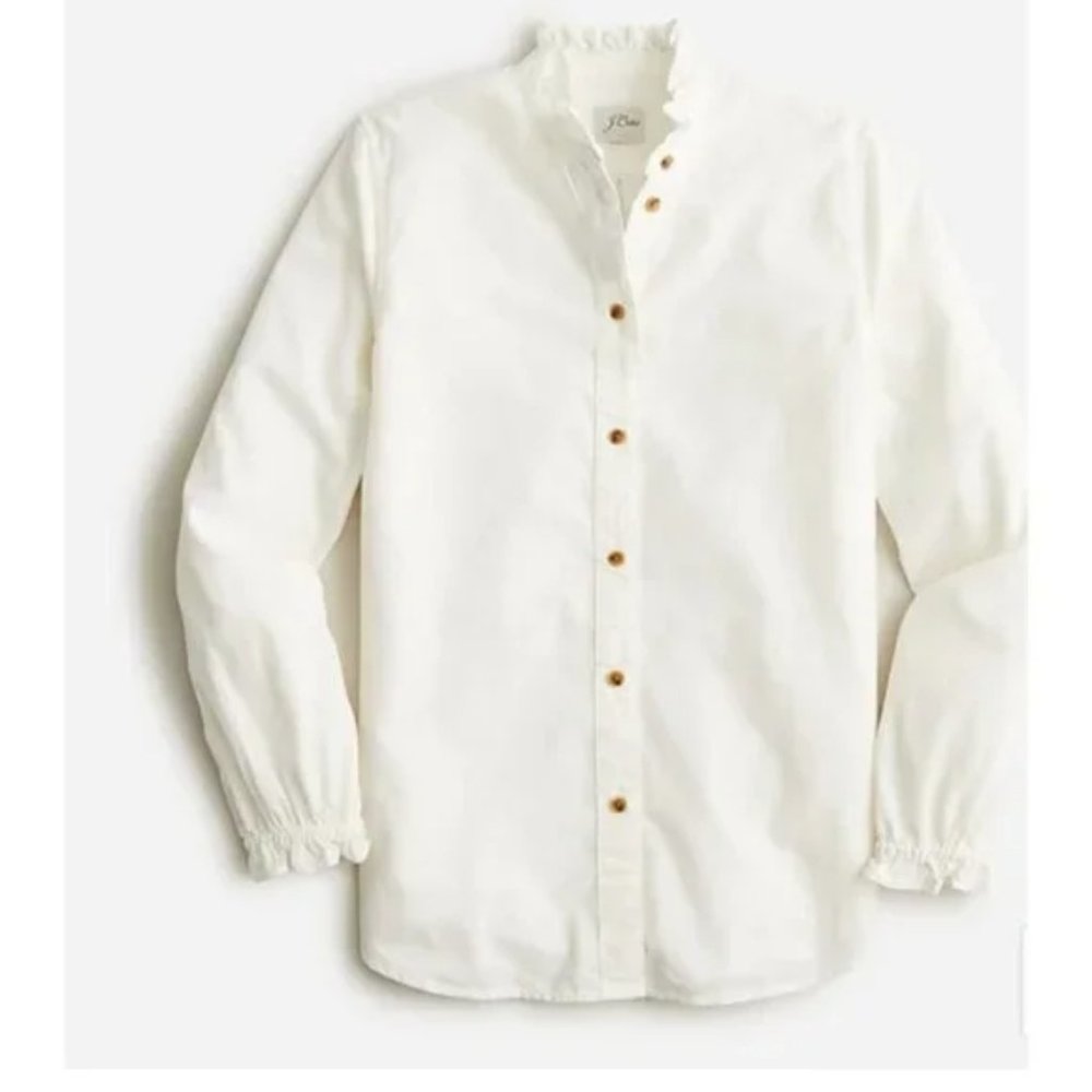 J.Crew Classic-fit ruffleneck shirt in corduroy Size 6 NWOT